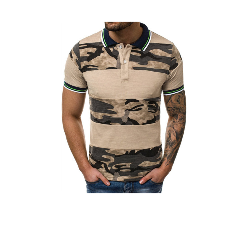 Casual camouflage stitching short sleeve T-shirt