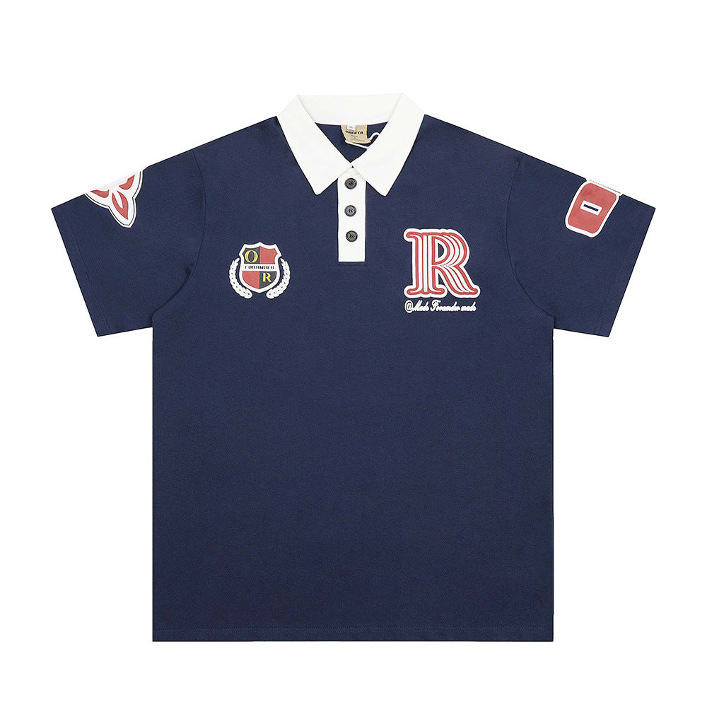 Men's Summer Sports Tops INS Casual Lapel Short Sleeve T-shirt