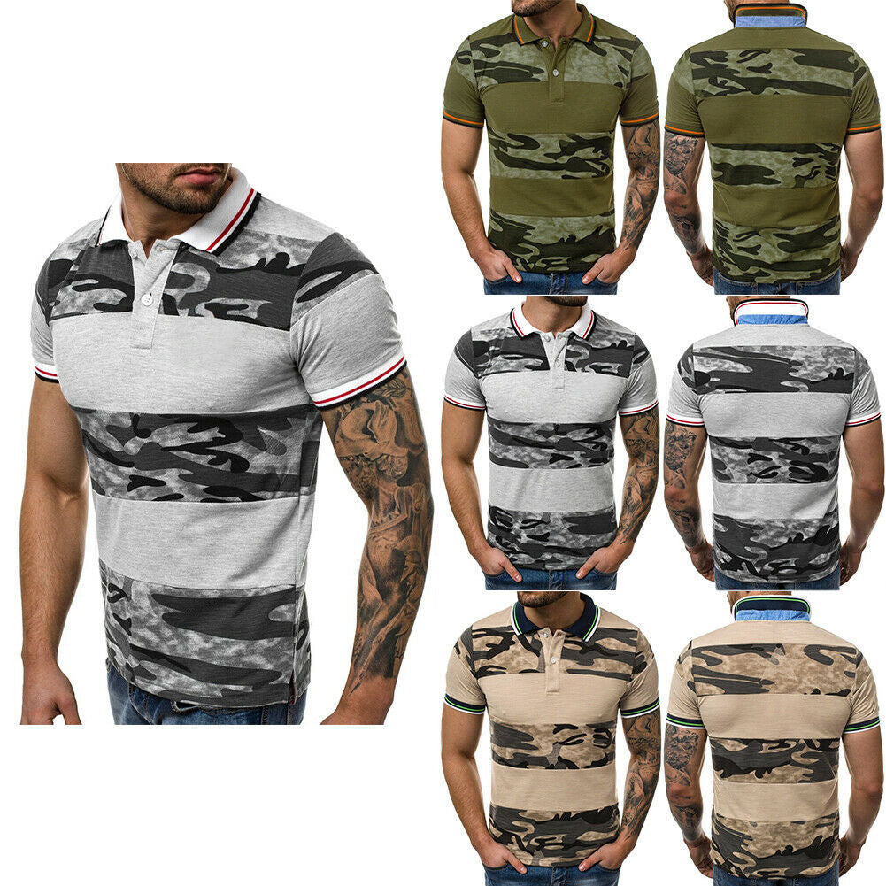 Casual camouflage stitching short sleeve T-shirt