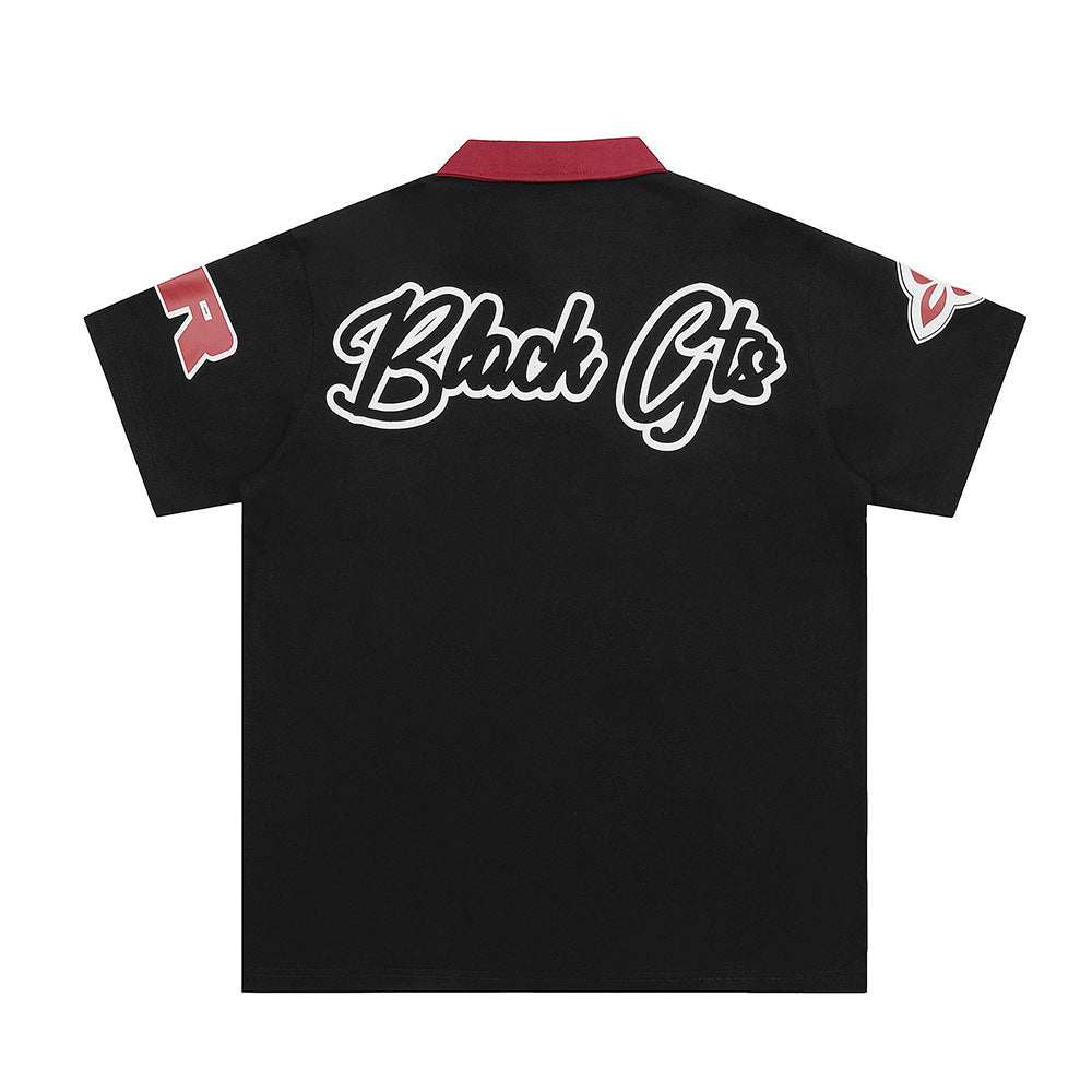 Men's Summer Sports Tops INS Casual Lapel Short Sleeve T-shirt